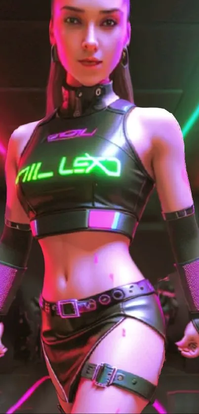 Futuristic cyberpunk female with neon lights.