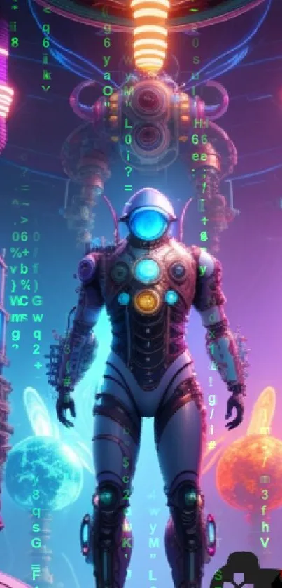 Futuristic cyberpunk wallpaper with neon lights and sci-fi elements.