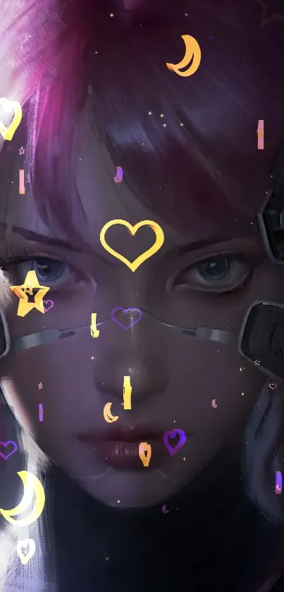 Futuristic cyberpunk girl with neon accents in a digital art wallpaper.