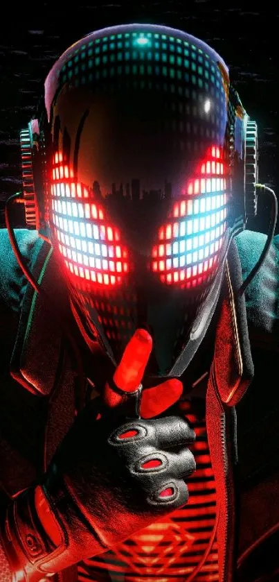 Futuristic cyberpunk mask with neon lights.