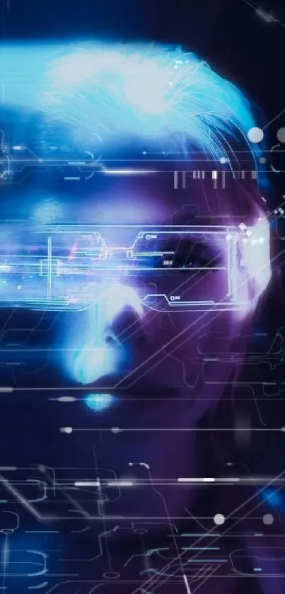 Futuristic neon-themed cyberpunk wallpaper with glowing digital visuals.