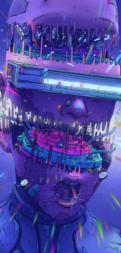 Futuristic cyberpunk digital art on phone wallpaper