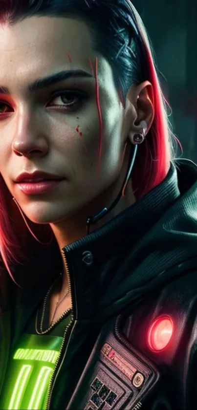 Futuristic cyberpunk character with neon lighting.