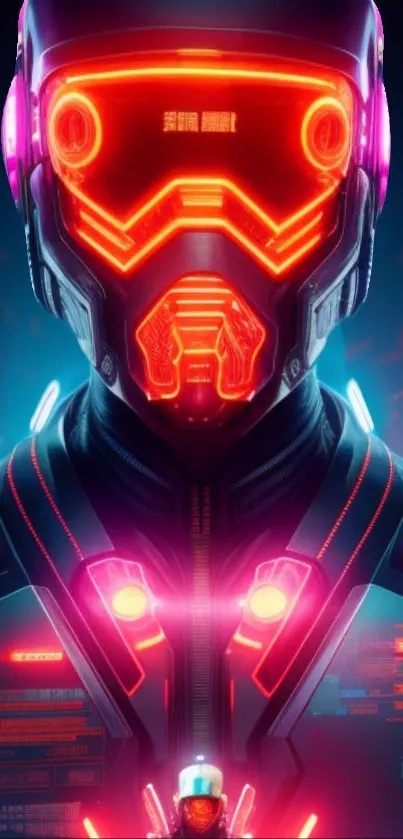 Neon-lit futuristic robot art with vibrant colors.