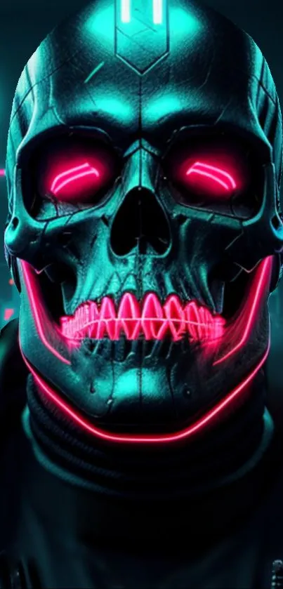 Neon cyberpunk skull with futuristic design