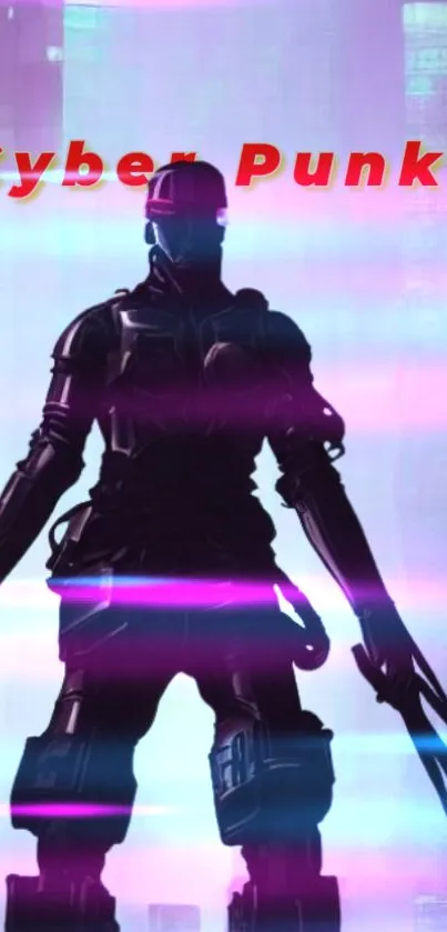 Silhouetted figure in cyberpunk neon scene