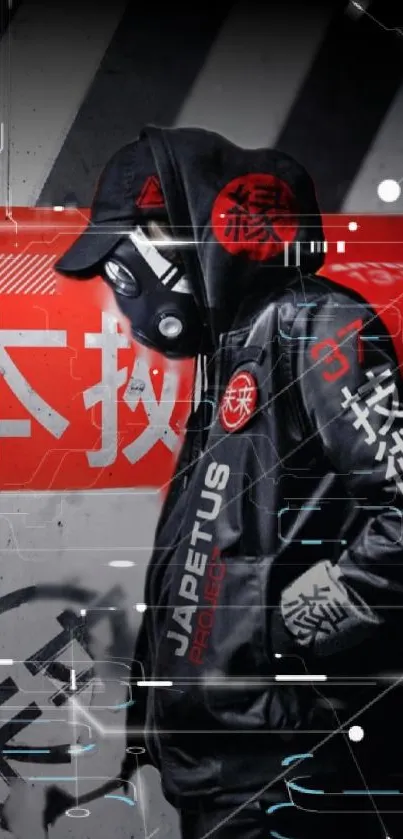 Futuristic cyberpunk wallpaper with a black and red design.