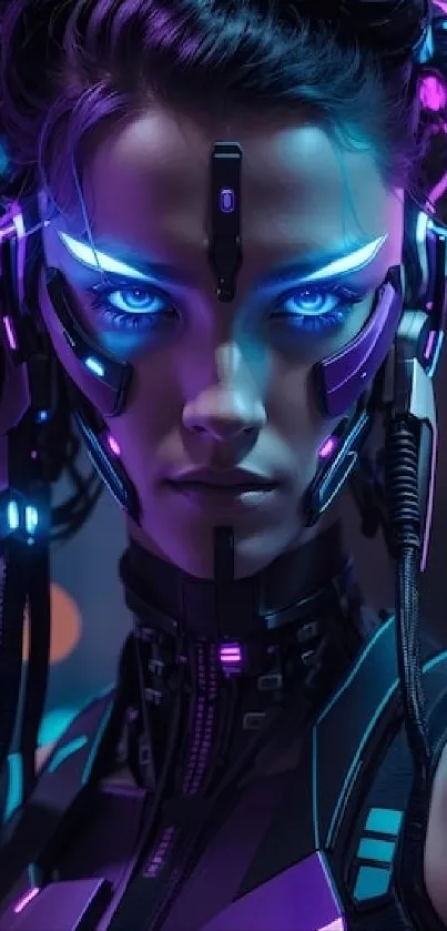 Futuristic cyberpunk warrior with neon accents.