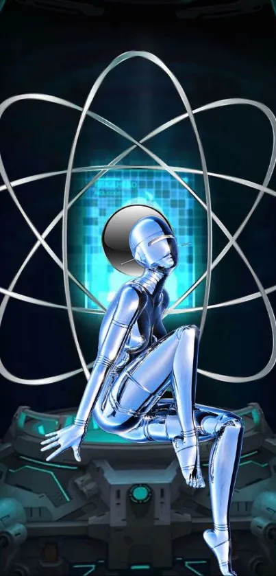 Futuristic cyborg art with electric blue glow.