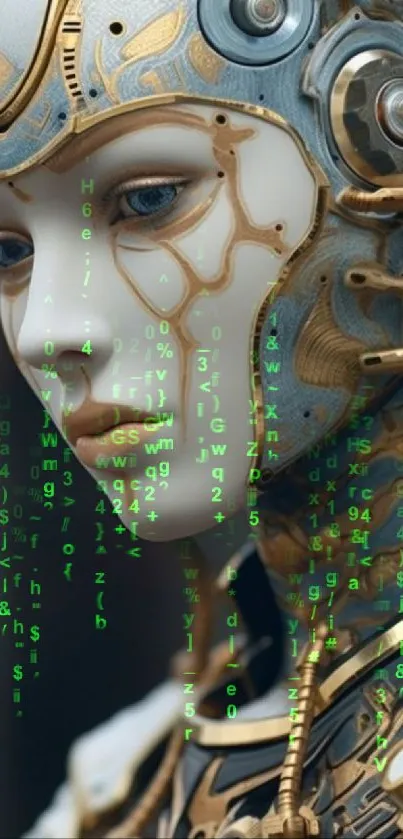 Futuristic cyborg with metallic and intricate design