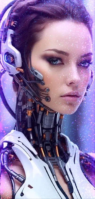 Futuristic cyborg woman with detailed design and sleek technology.