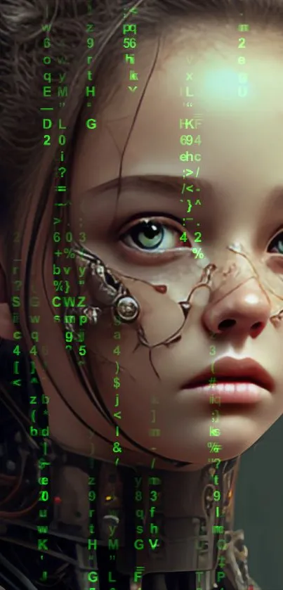 Futuristic cyborg girl with intricate tech design.