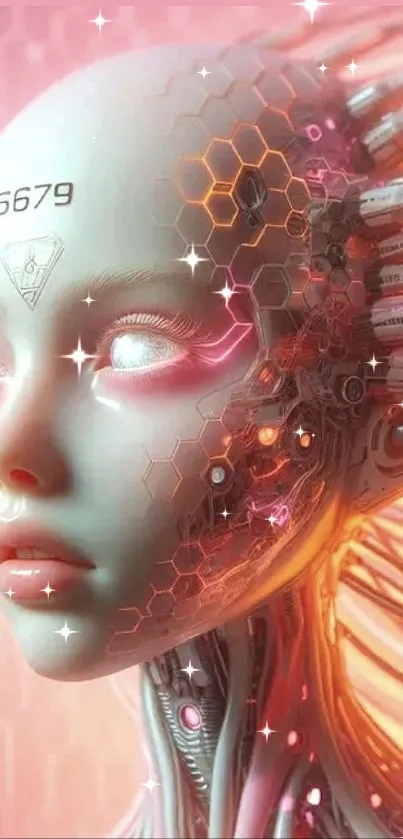 Futuristic cyborg girl with neon detailing