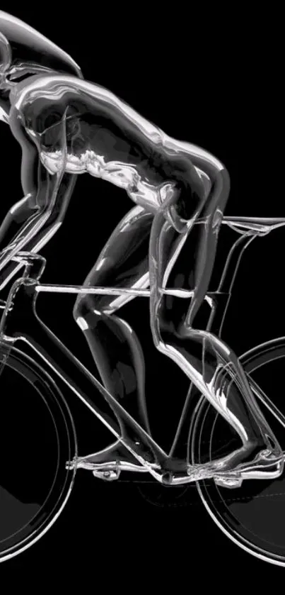 Sleek digital artwork of a cyclist on a black background.