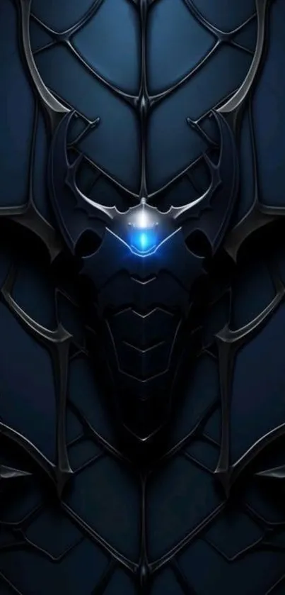 Futuristic dark armor with blue glow