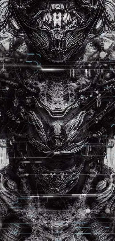 Futuristic dark art wallpaper with intricate mechanical designs.