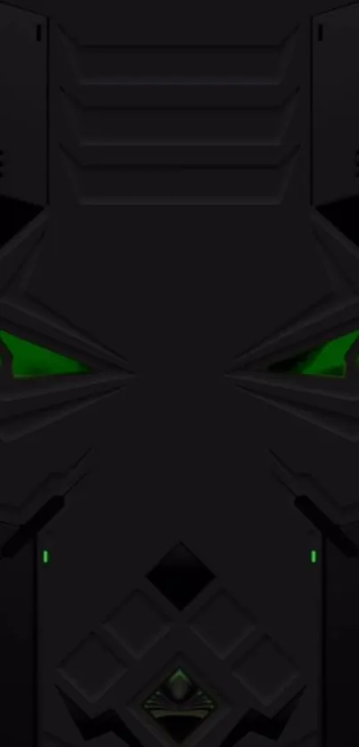 Dark mask wallpaper with green accents and a futuristic design.