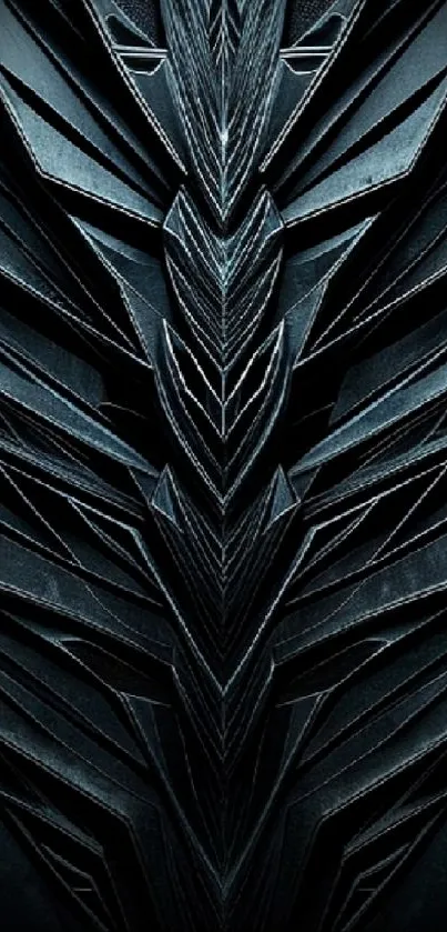 Futuristic dark metallic geometric design wallpaper.