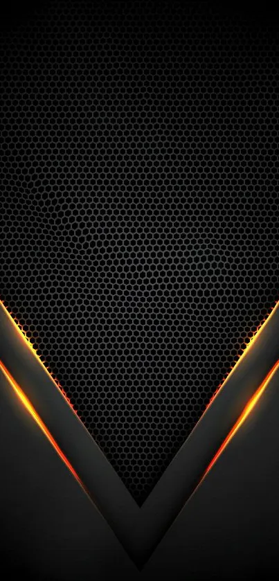 Futuristic dark wallpaper with orange sparks and sleek design on mobile screen.