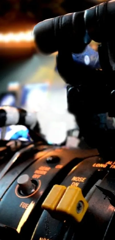 Close-up of a futuristic device with vibrant colors and intricate details.