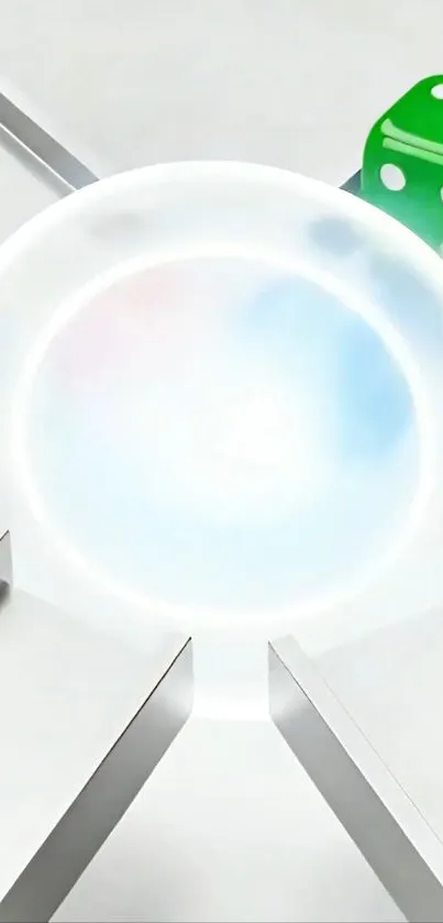 Futuristic mobile wallpaper featuring glowing dice and modern design.