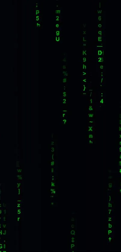 Neon green digital code wallpaper with dark background.