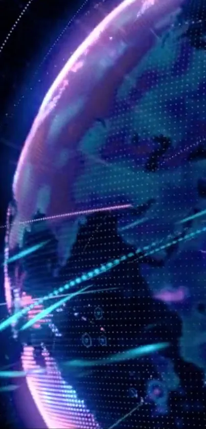 Futuristic neon digital world wallpaper with vibrant colors and tech visuals.