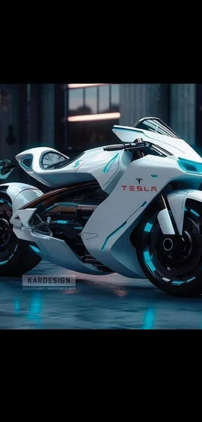 Futuristic electric motorcycle with a sleek design and advanced features.