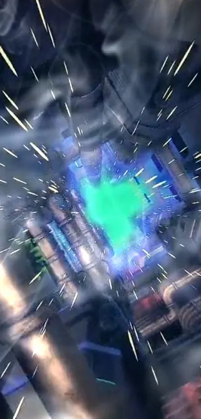Futuristic wallpaper with an energy burst and dynamic light effects.