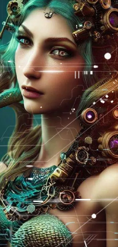 Futuristic steampunk fantasy art wallpaper for mobile phones.