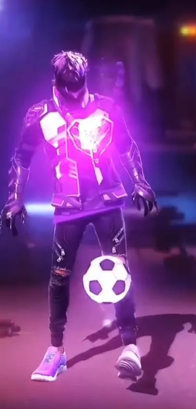 Futuristic football player with neon glow.