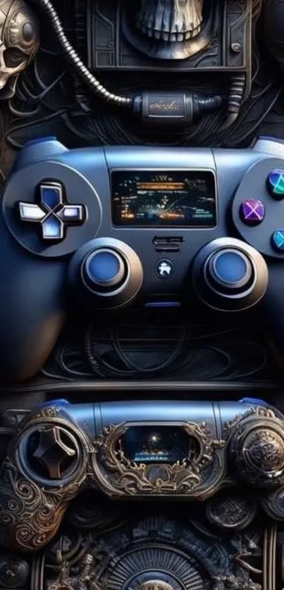 Detailed futuristic gaming controller wallpaper.