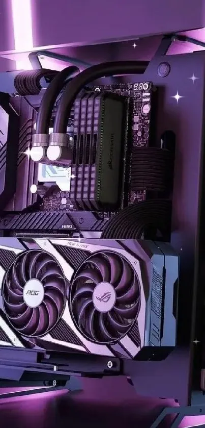 Futuristic gaming hardware with neon lights, showcasing a sleek graphics card.