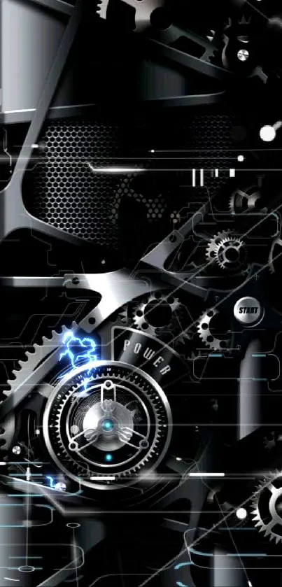 Futuristic mechanical gear system wallpaper.