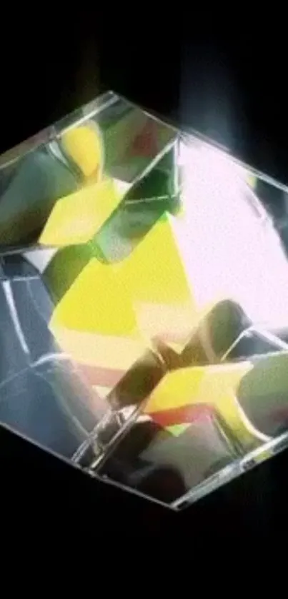 Futuristic geometric gemstone mobile wallpaper with vibrant colors.