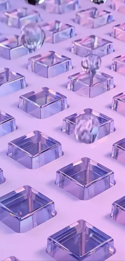 Futuristic wallpaper with geometric crystal patterns in lavender.