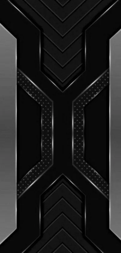 Futuristic black and silver geometric wallpaper.