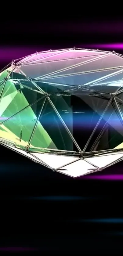 Futuristic geometric diamond design on a vibrant background.