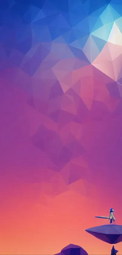 Futuristic geometric art wallpaper with vibrant colors.