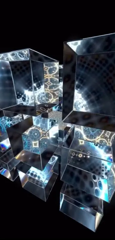 Futuristic geometric glass cubes in abstract art.