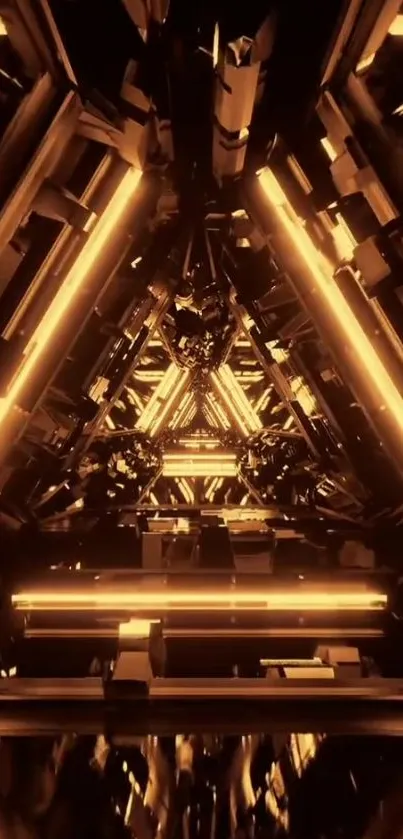 Futuristic geometric design with amber lights.