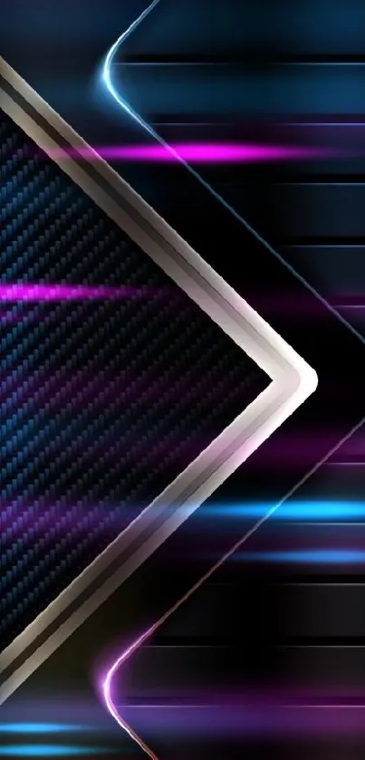 Futuristic geometric design with metallic accents on a dark blue background.