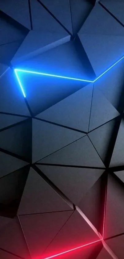 Futuristic wallpaper with geometric shapes and neon lines.