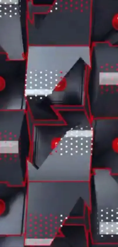 Futuristic geometric wallpaper with red accents.