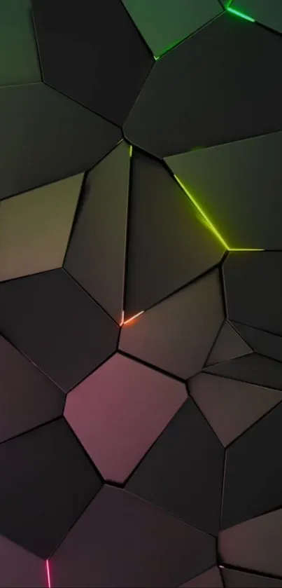 Futuristic geometric wallpaper with neon accents.