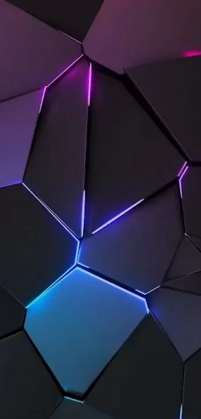 Futuristic geometric wallpaper with neon accents.