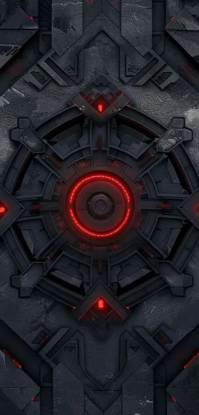 Futuristic geometric design wallpaper with red accents.