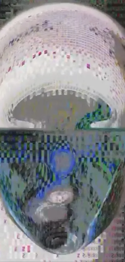 Glitch art mask with futuristic design