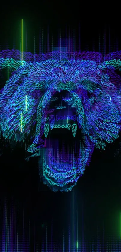 Neon futuristic bear in electric blue glow.