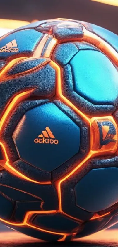 Futuristic blue football with glowing neon accents.